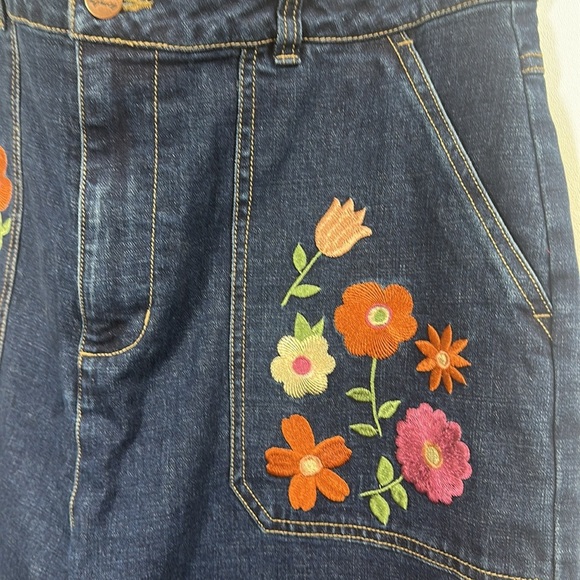 ModCloth X Princess Highway floral embroidered pockets wide leg jeans 16. NWT. - Picture 5 of 12